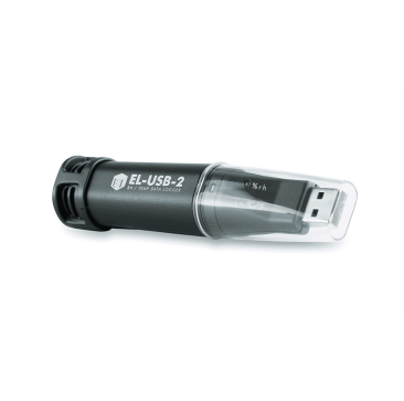 Lascar EL-USB-2 USB Temperature and Humidity Data Logger with protective cap and USB connector visible