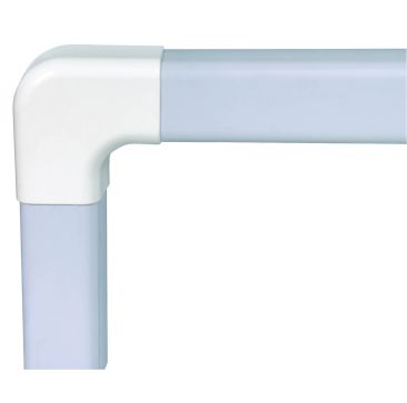 This is a flat bend connector for the Climaplus air conditioning duct system, designed to create a 90-degree turn in HVAC ducting while maintaining a sleek, concealed installation. It's ideal for routing cooling pipes, electrical cables, and condensate dr