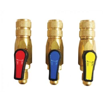 Javac EL33021-RBY Set of 3 Ball Valves 1/4 SAE Red Blue Yellow