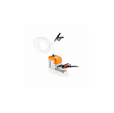 A compact orange and white air conditioning component with a transparent tube and black nozzle attached, connected to a black power cable with a red connector, displayed against a white background. Ideal for air conditioning systems, available at airconsp