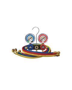 Mastercool 93636-E Refrigeration Manifold Gauge Set Two Way with 3 x 90cm Hoses R410 R404