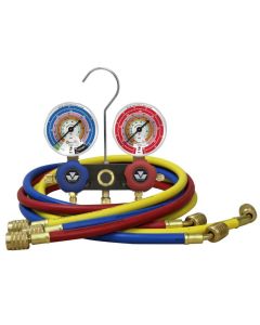 Mastercool Two Way Refrigerant Manifold Gauge Set with 3 x 150cm Ball Valve Hoses R134a R404a Mastercool 93661-MB