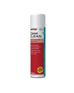An aerosol can of Case Clean glass and case cleaner, 600ml, with a red label, is designed to remove marks from plastics and glass. It is ideal for fan coils, cassette units, and boiler cases. The can is labelled for professional use only.