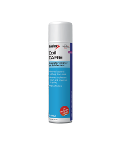 Aerosol can of Coil Care evaporator cleaner and disinfectant, 600ml, with blue label, designed to remove bacteria and fungi from coils, neutralise odours, and improve air quality, labelled for professional use only.