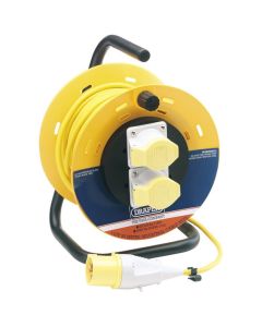 Draper 110v Ac Industrial Cable Reel 25m Dual Socket