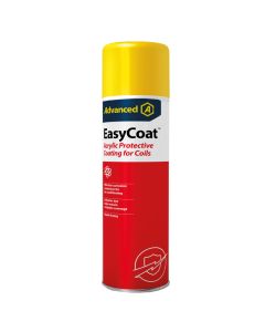 EasyCoat Acrylic Protective Coating for Coils 600ml Aerosol by Aspen Pumps features a yellow and red can with adequate corrosion protection, indicator dye, and rapid drying for air conditioning coils.
