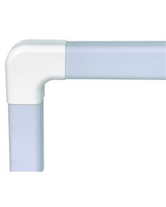 This is a flat bend connector for the Climaplus air conditioning duct system, designed to create a 90-degree turn in HVAC ducting while maintaining a sleek, concealed installation. It's ideal for routing cooling pipes, electrical cables, and condensate dr