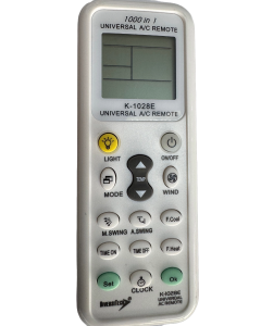 K-1028E Universal Air Conditioner Remote Control with LCD display, buttons for mode, temp, swing, timer, and light, compatible with Daikin, Samsung, LG, by DiversiTech.
