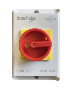 32 Amp 4 Pole Rotary Isolator IP65 20mm Knock-outs Rohs EN 60947 Compliant E453