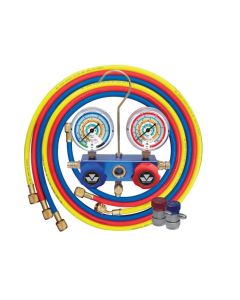 Mastercool 1/4 Auto Air Con 2 Way Manifold with Lines and Couplers