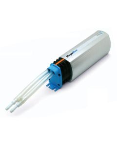 This silver Blue Diamond MegaBlue X87-813 Condensate Pump has a blue sensor attachment and clear tubing extending from the sensor. It is designed for air conditioning and refrigeration systems.