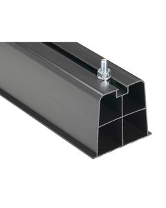 DiversiTech Universal Condensate Drain Pan Mounting Block, a black high-impact ABS plastic base with pre-drilled holes, is designed for secure air conditioning unit installation and displayed against a white background.