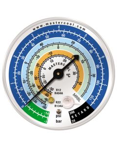 Mastercool Replacement MRBL Gauge 80mm, HP, Psi/Bar/C, R12, R22, 134a, 404A