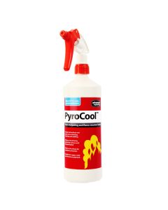 PyroCool 500ml heat-dissipating flame-retardant gel spray in a white bottle with a red trigger and flame graphic label—ready-to-use HVAC brazing protection for copper, steel, and aluminium.
