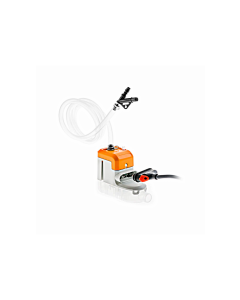 A compact orange and white air conditioning component with a transparent tube and black nozzle attached, connected to a black power cable with a red connector, displayed against a white background. Ideal for air conditioning systems, available at airconsp
