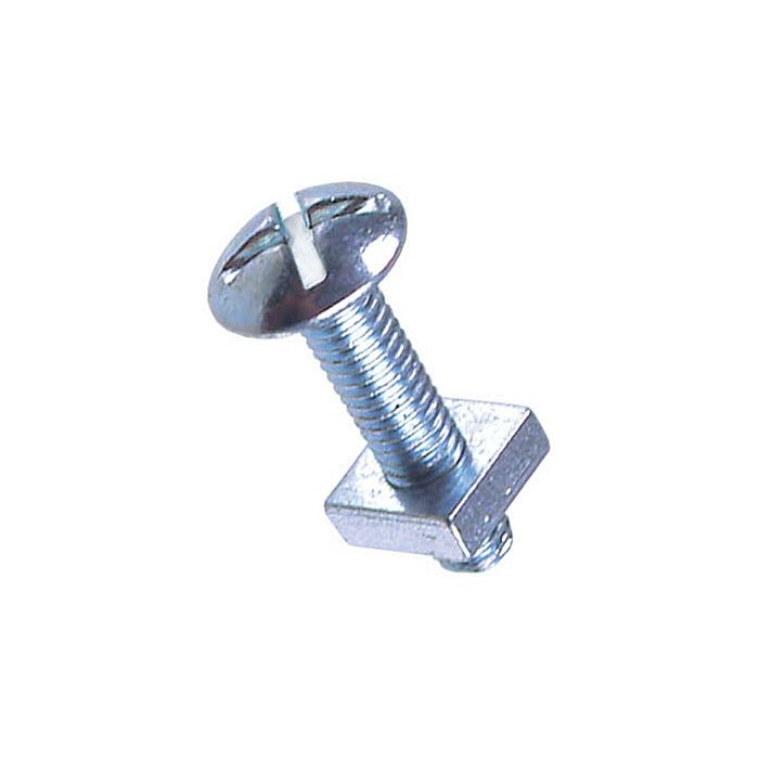 M6 x 12mm ROOFING BOLTS & SQUARE NUTS 50 CORRUGATED ROOF DOUBLE SLOTTED 