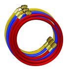 Mastercool Set of 3 x 180cm HD 1/4 inch Charging hoses nylon barrier