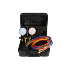 Javac 2 Valve Manifold R410A/R32, 3 x 72 x 1/4-5/16 inch Hoses, Case, Sight Glass