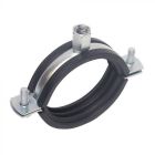 59-66mm Rubber Lined Clamp Two Part Zinc Plated Dual Bossed M8 M10 Thread