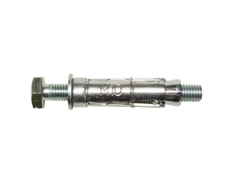 M6 x 10 Loose Bolt Shield Anchor Zinc Clear CR3, featuring a zinc-plated bolt with a hexagonal head, a sleeve, and an expandable anchor section, designed for secure fixing in masonry, brick, and concrete. M6 x 10 Loose Bolt Shield Anchor Zinc Clear CR3, featuring a zinc-plated bolt with a hexagonal head, a sleeve, and an expandable anchor section, designed for secure fixing in masonry, brick, and concrete.