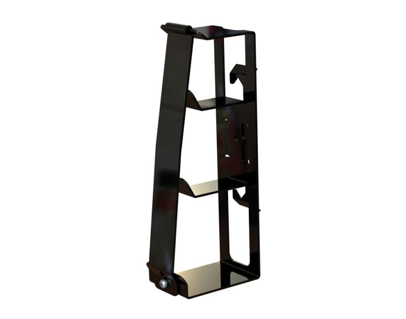 A black metal 3 Pipe Clip (B6364) with wide arms, designed to support VRV/VRF system pipework. It features three horizontal supports, a hinge security cover plate with a single screw, and a base with a mounting bolt, shown against a plain white background A black metal 3 Pipe Clip (B6364) with wide arms, designed to support VRV/VRF system pipework. It features three horizontal supports, a hinge security cover plate with a single screw, and a base with a mounting bolt, shown against a plain white background