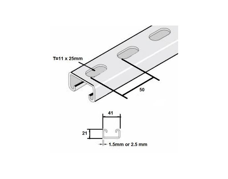 Channel Slotted Shallow 41 X 21 2.5 3M