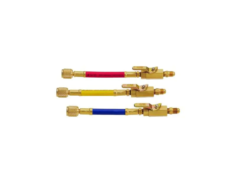 Mastercool 1/4 Inch Straight Manual Shut-off Valve Hose Adapters (set of 3) 