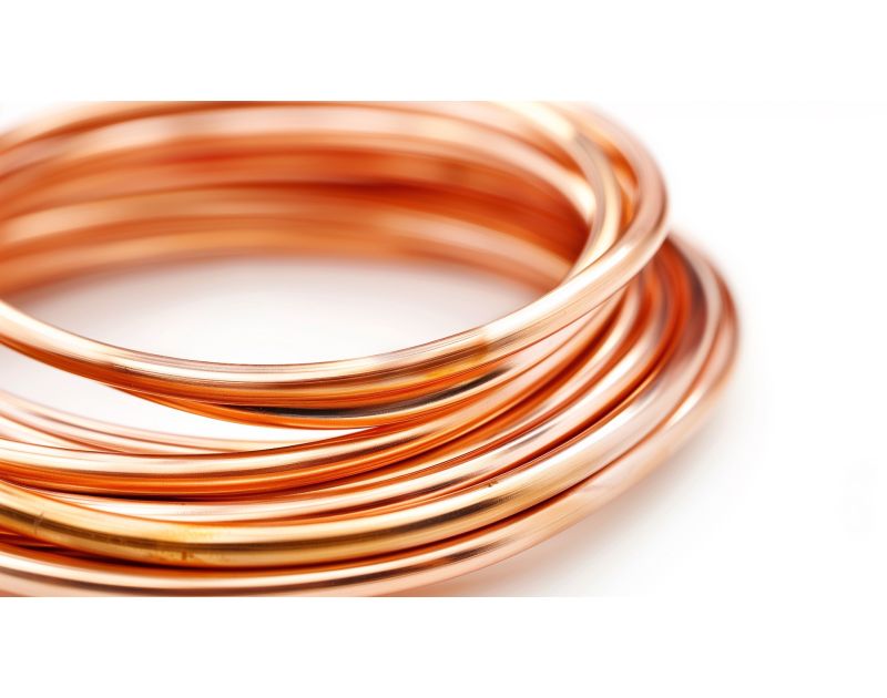 A close-up side view of a tightly coiled copper tube, highlighting its smooth, shiny reddish-brown surface. The coil is neatly wound in a circular shape against a white background, emphasising the quality and uniformity of the tubing for refrigeration and A close-up side view of a tightly coiled copper tube, highlighting its smooth, shiny reddish-brown surface. The coil is neatly wound in a circular shape against a white background, emphasising the quality and uniformity of the tubing for refrigeration and