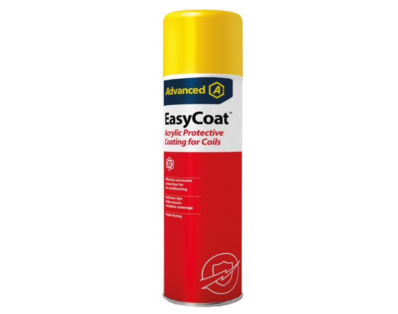 EasyCoat Acrylic Protective Coating for Coils 600ml Aerosol by Aspen Pumps features a yellow and red can with adequate corrosion protection, indicator dye, and rapid drying for air conditioning coils. EasyCoat Acrylic Protective Coating for Coils 600ml Aerosol by Aspen Pumps features a yellow and red can with adequate corrosion protection, indicator dye, and rapid drying for air conditioning coils.