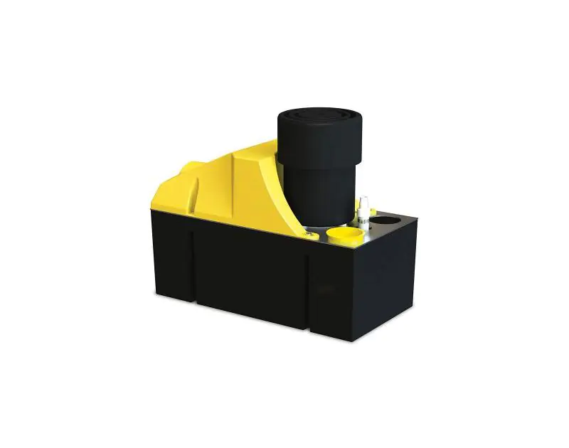 Aspen HD 6 Heavy Duty Condensate Pump FP2074/2 in black and yellow, featuring a 4-litre tank and cylindrical motor housing, designed for HVAC and refrigeration systems. Aspen HD 6 Heavy Duty Condensate Pump FP2074/2 in black and yellow, featuring a 4-litre tank and cylindrical motor housing, designed for HVAC and refrigeration systems.