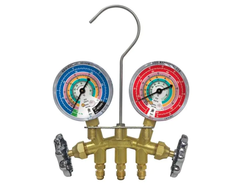 Mastercool 2-Way R134a Manifold with 3 x 150cm hoses Mastercool 2-Way R134a Manifold with 3 x 150cm hoses
