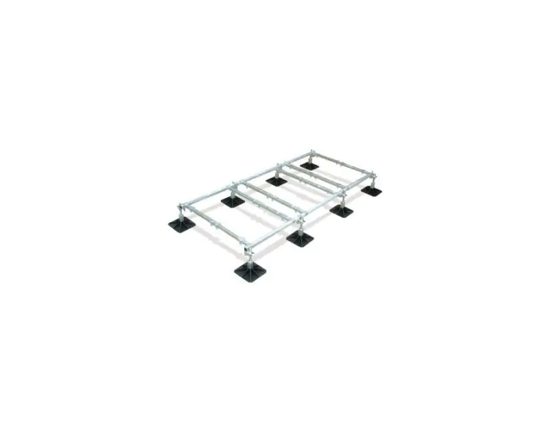 Big Foot B9444 Support System Standard Frame, a 3m x 1.5m metal structure with adjustable legs (290mm to 400mm height) and black square feet for stability, designed to support up to 1200kg of HVAC equipment, available at airconspares.com.