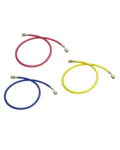 Mastercool Set of 3 90cm HD 1/4 Charging hoses, nylon barrier