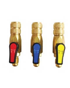 Javac EL33021-RBY Set of 3 Ball Valves 1/4 SAE Red Blue Yellow